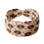Adult women's tan headband with allover cartoon turkeys