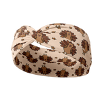 Adult women's tan headband with allover cartoon turkeys