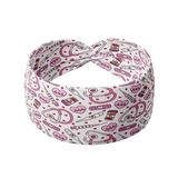 You Give Me Tachycardia white headband with pink pill bottle, stethoscopes, needles and hearts, designed for versatility and comfort with a stretchy, ultra-soft fabric.
