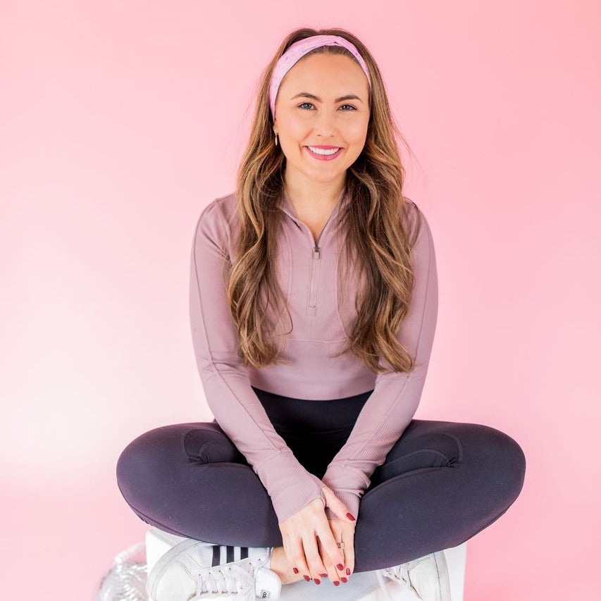 Adult women's pink headband with multicolored sprinkles