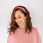 Adult women's dark rose pink and white tie dye headband