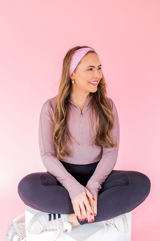 Adult women's pink headband with multicolored sprinkles
