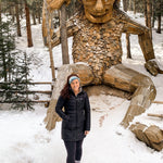 Adult women's ivory headband with shades of teal forest silhouette print