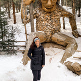 Adult women's ivory headband with shades of teal forest silhouette print