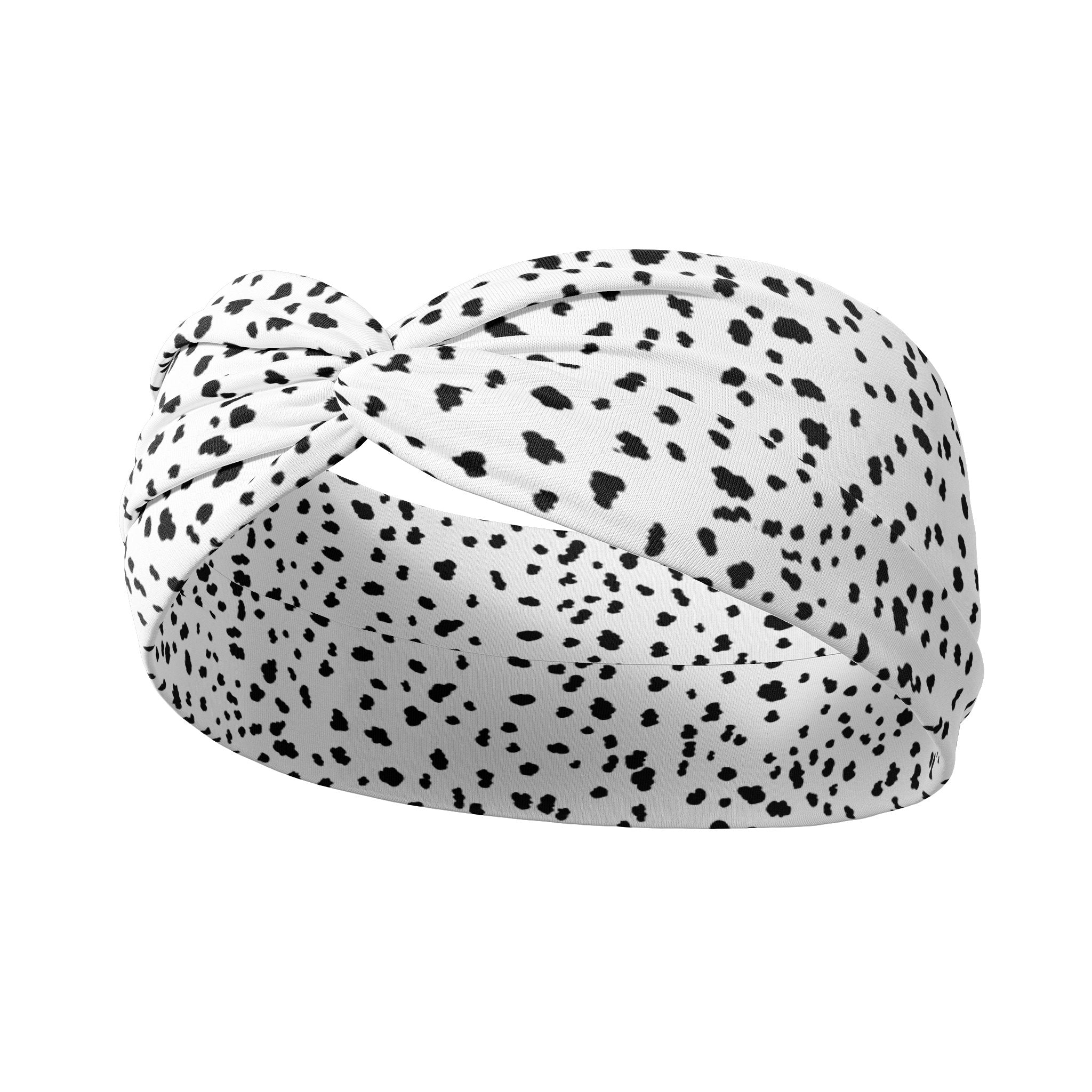 Adult women's white headband with small black Dalmatian spots