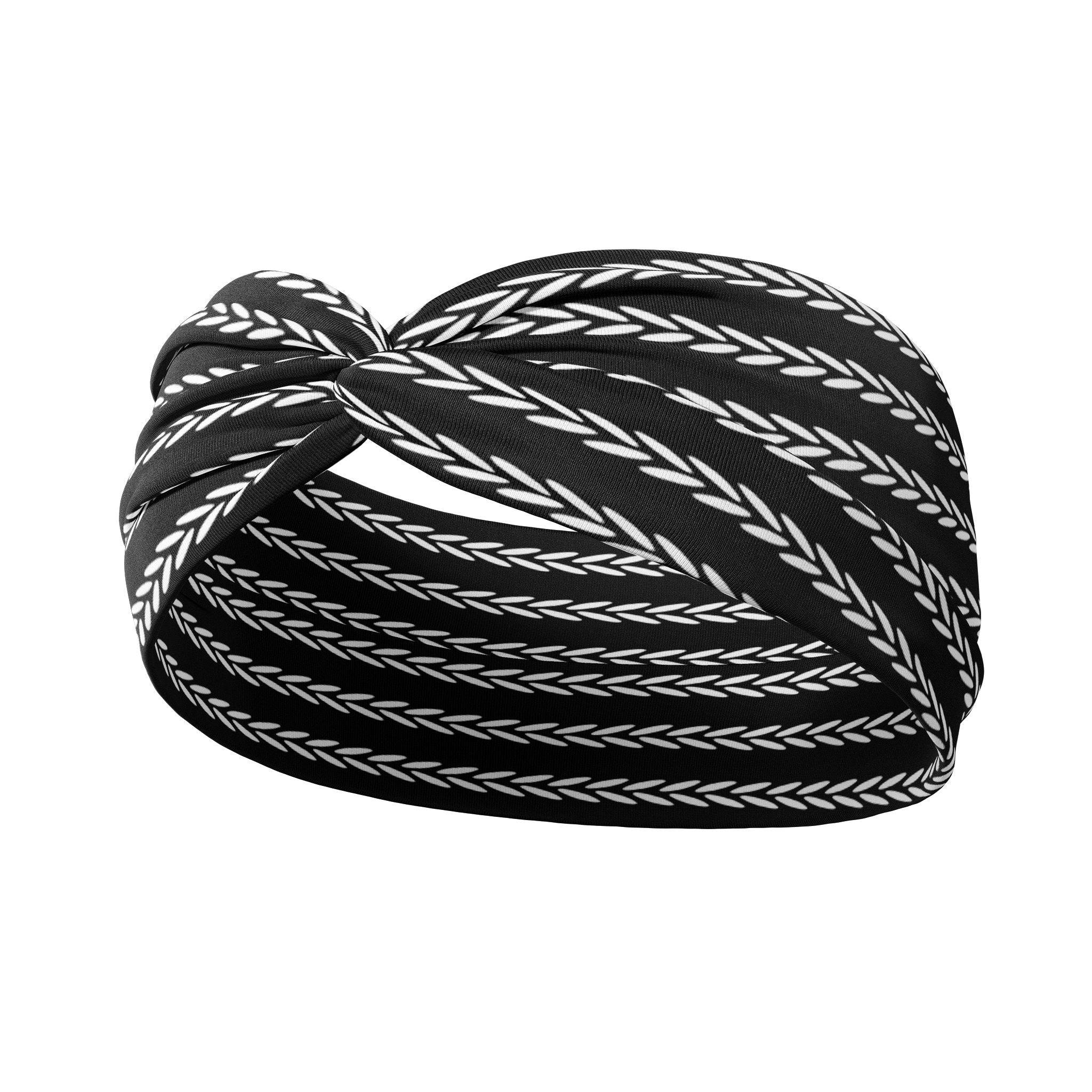 Adult women's black headband with small white two-grain wheat rows