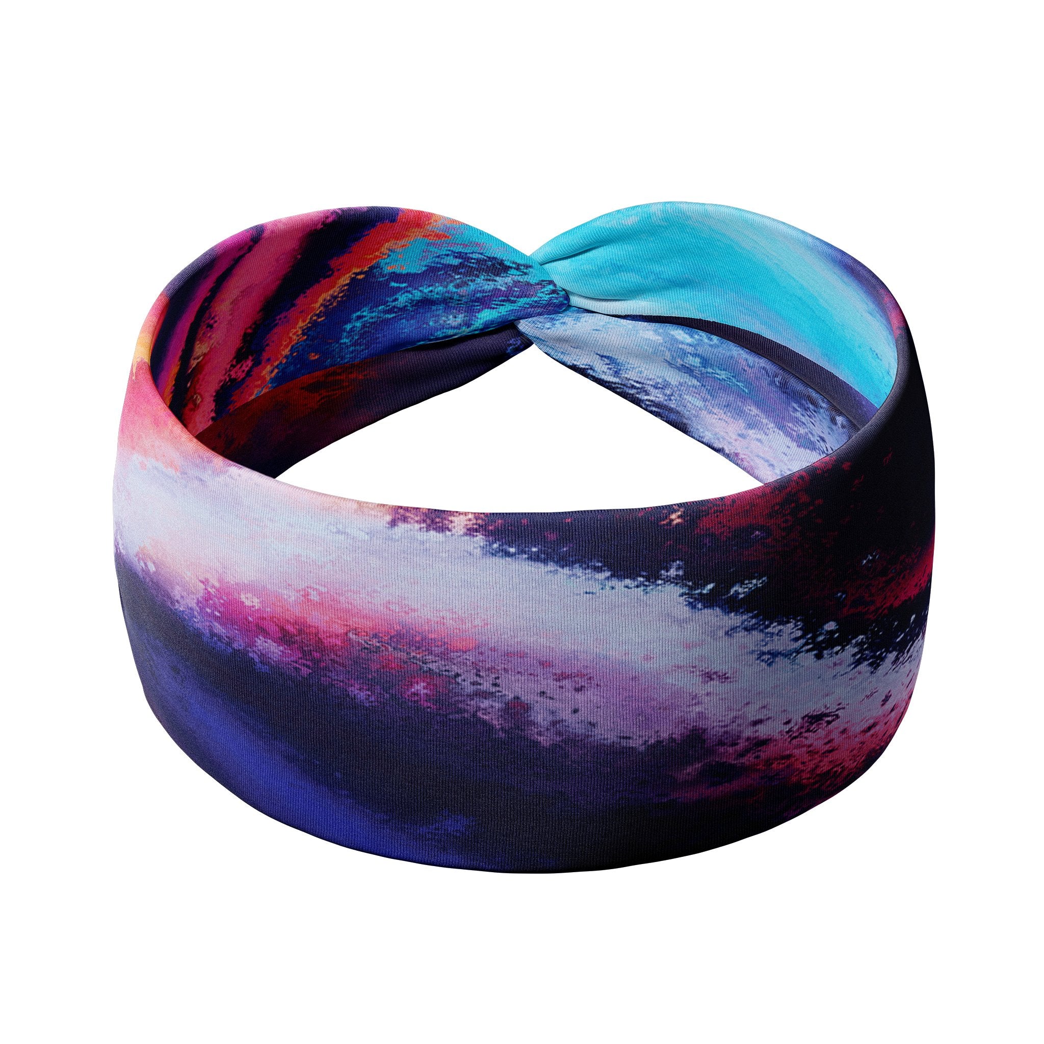 Adult women's blue, purple, grey, orange and pink acid wash headband