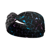 Adult women's black headband with gradient rainbow outline of cartoon cats