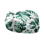 Adult women's white headband with large green leaf houseplant print
