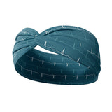 Adult women's teal headband with white EKG line print