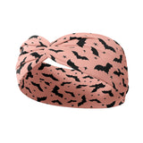 Adult women's apricot headband with medium and small black flying bat allover print