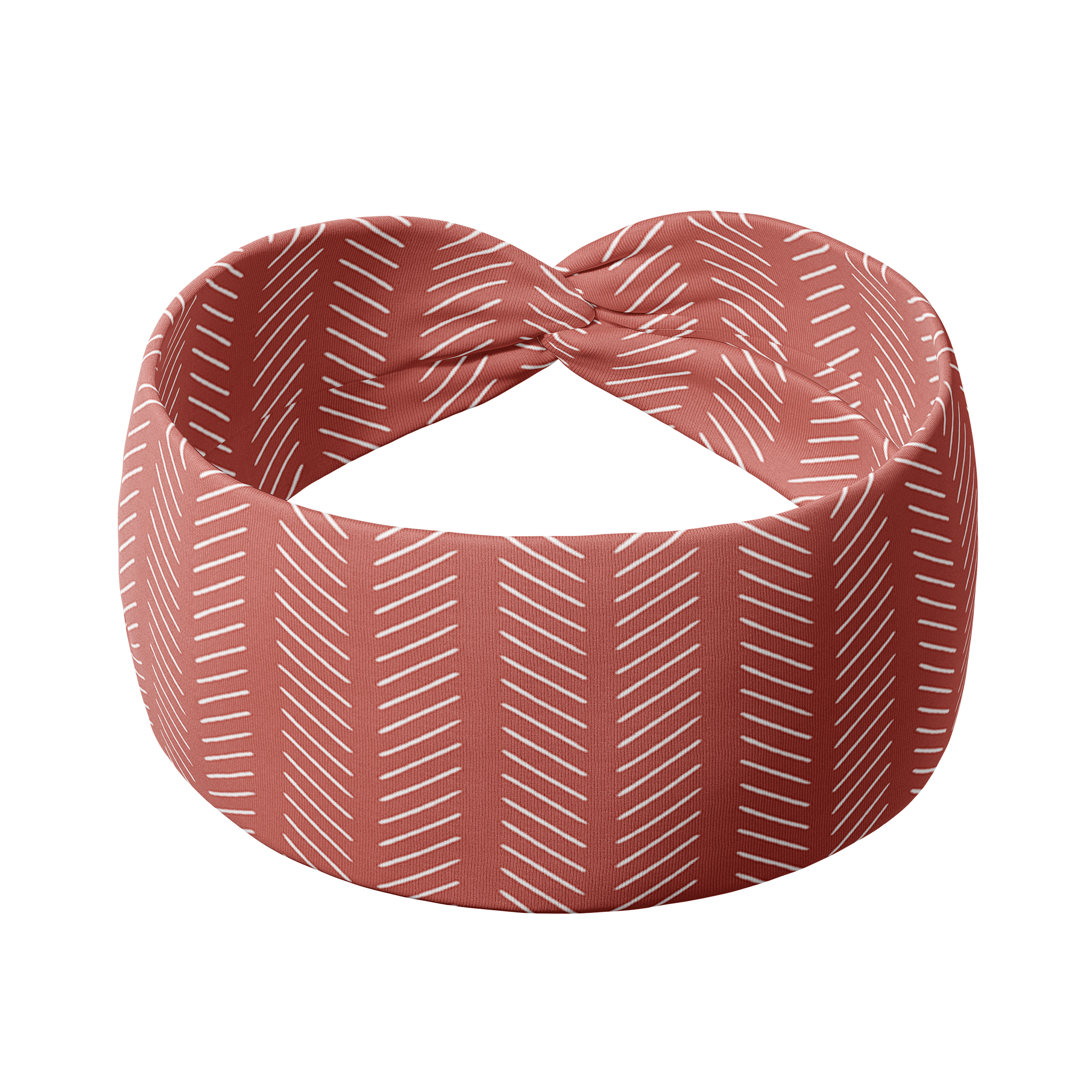 Adult women's coral headband with white slanted lines