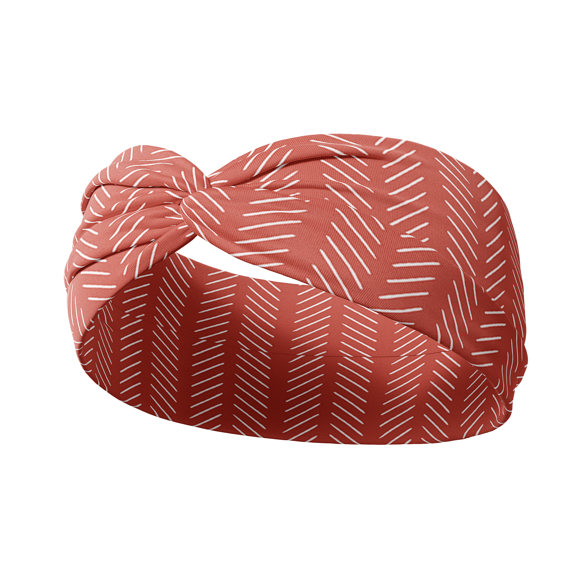 Adult women's coral headband with white slanted lines