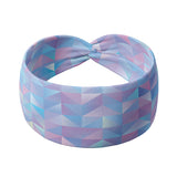 Adult women's headband with blue, violet and pink gradient triangles