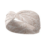 Adult women's blush headband with allover white outlines of frond leaves