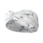Adult women's white headband with grey marble print