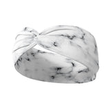 Adult women's white headband with grey marble print