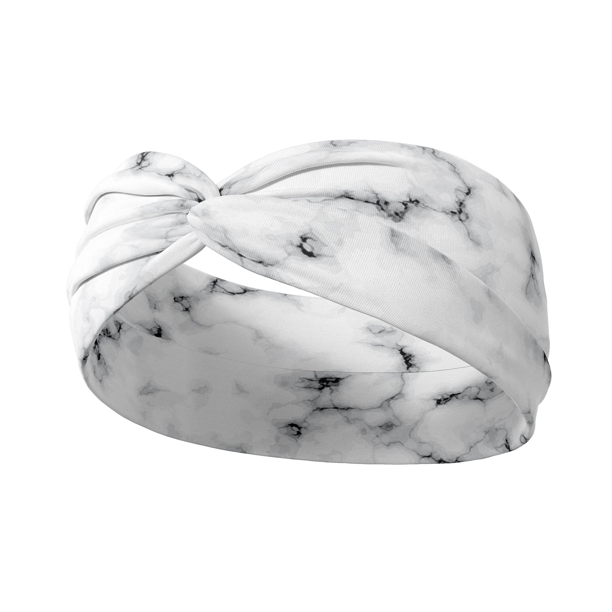 Adult women's white headband with grey marble print