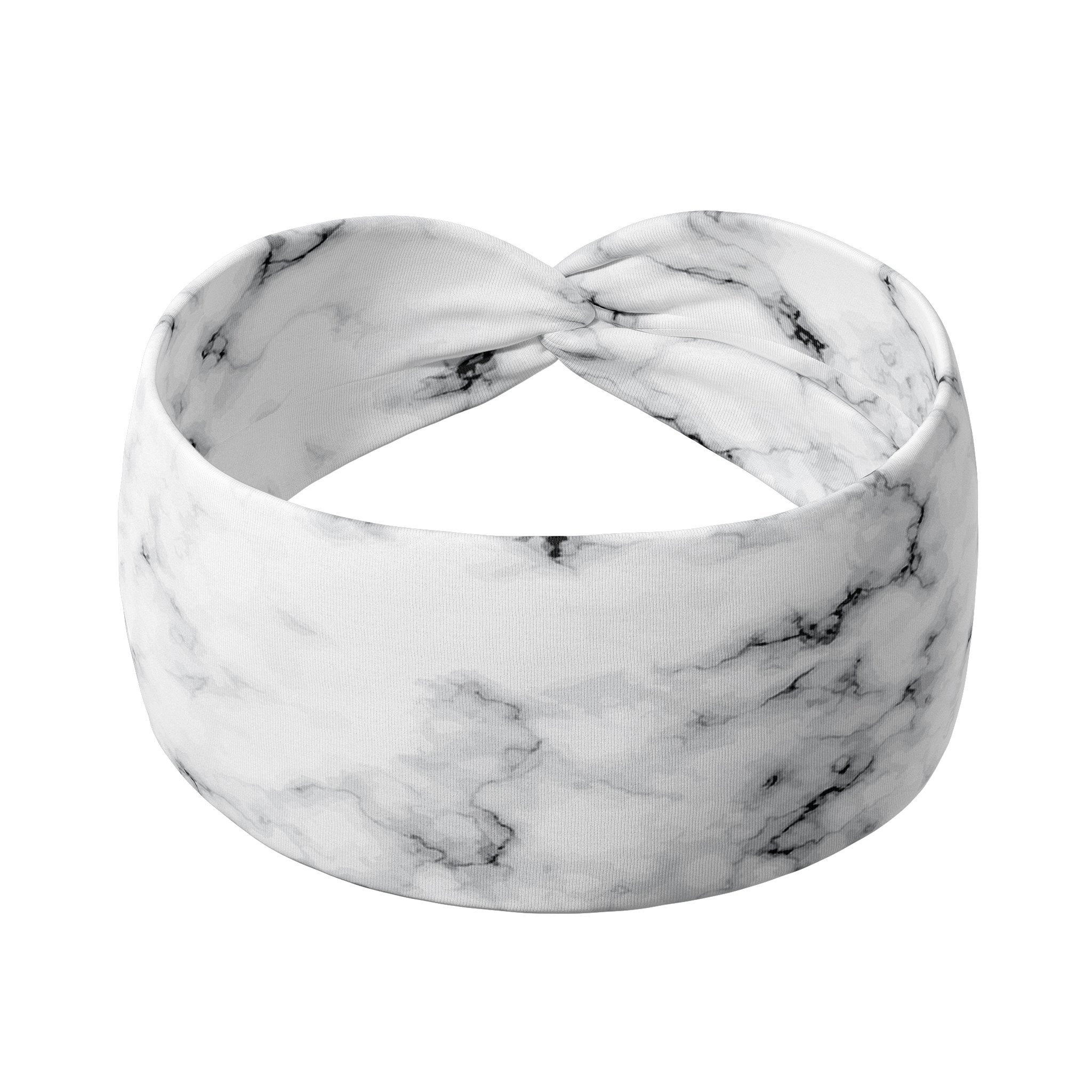 Adult women's white headband with grey marble print