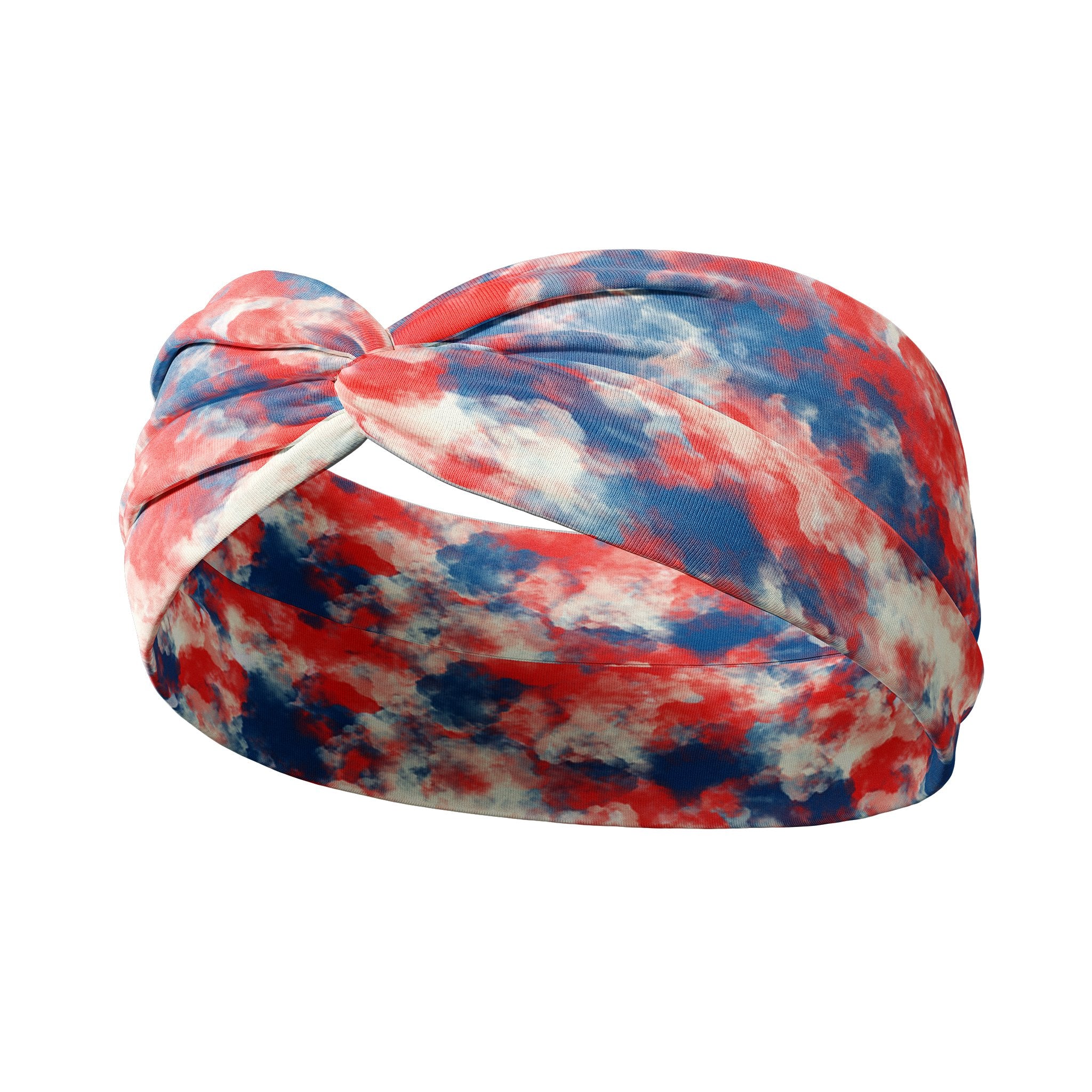 Adult women's red, white and blue tie dye headband