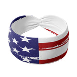 Adult women's white headband with American flag print