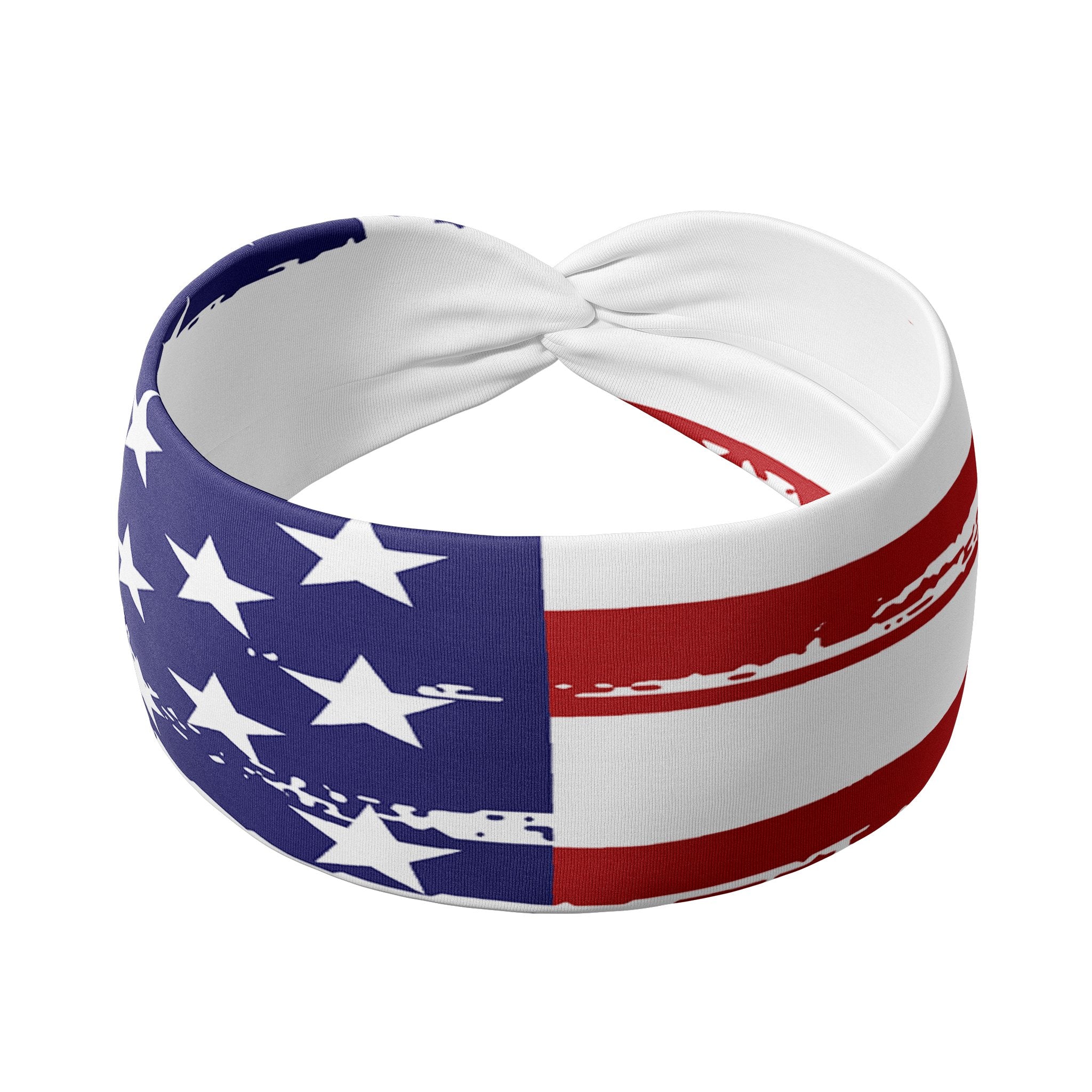 Adult women's white headband with American flag print