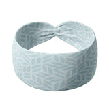 Adult women's light blue headband with blue leaves