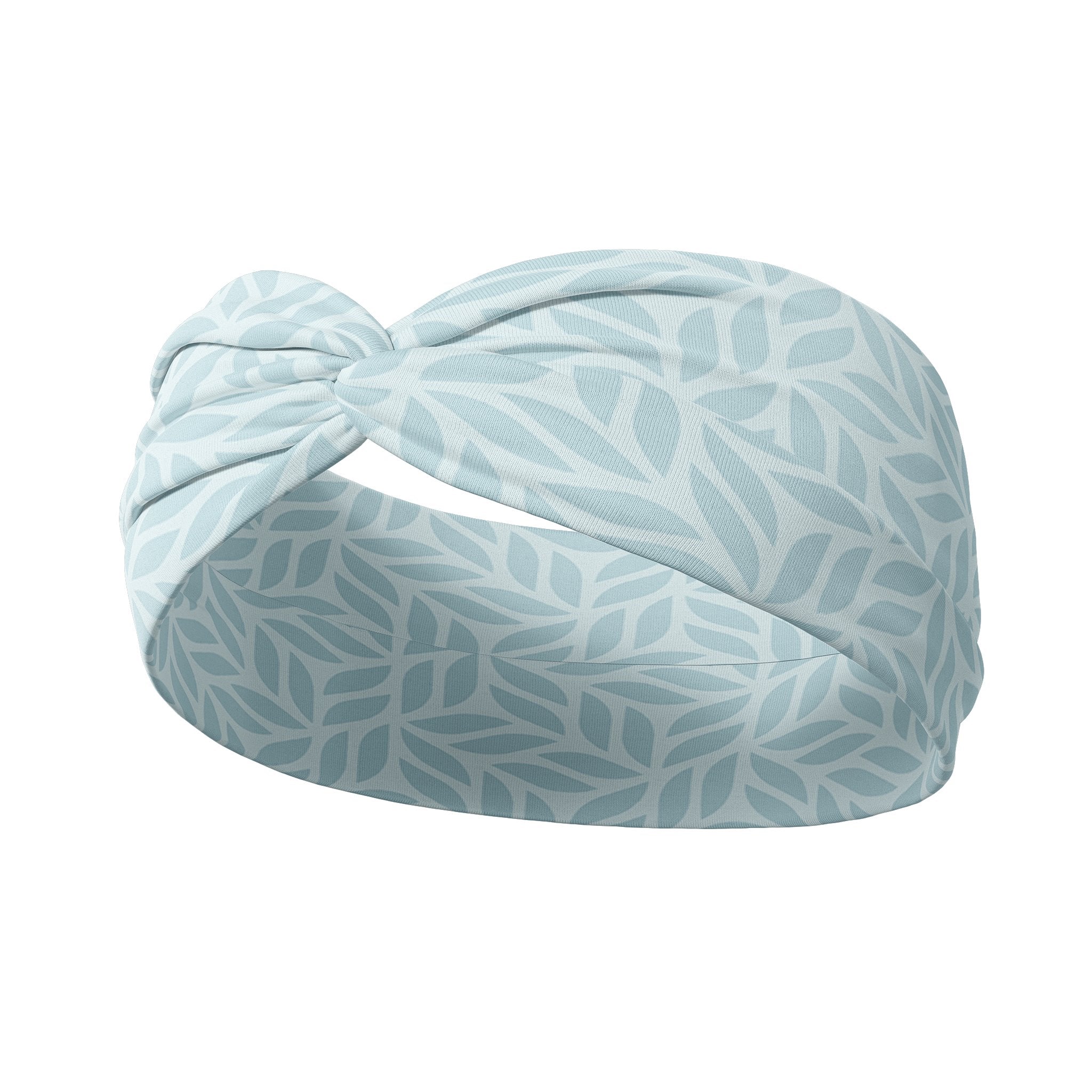 Adult women's light blue headband with blue leaves