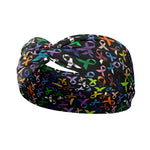 Adult women's black headband with every colored cancer ribbon print