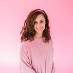 Adult women's dark rose pink and white tie dye headband