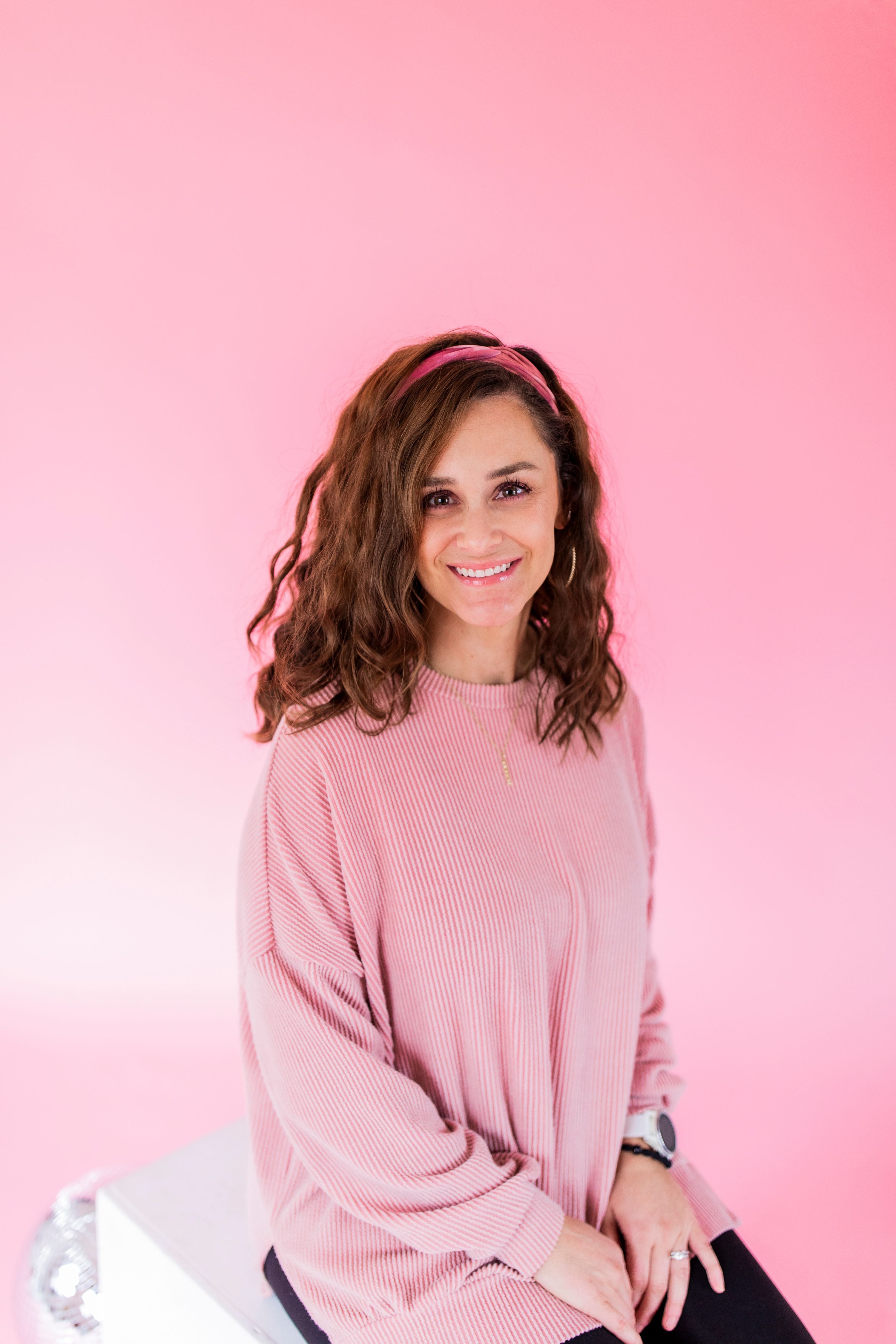 Adult women's dark rose pink and white tie dye headband