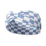 Adult women’s headband with white and blue checker print