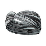Adult women's white headband with black tire mark print
