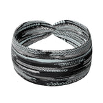 Adult women's white headband with black tire mark print
