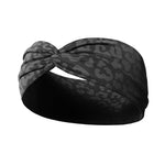 Adult women's onyx headband with charcoal leopard spots
