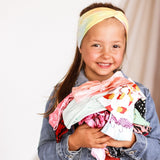 Child girl's 3 pack of headbands with a variety of different colors, patterns, new prints and retired prints in a mystery pack