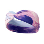 Adult women's headband with light blue, pink and purple acid wash colors