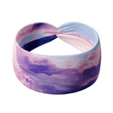 Adult women's headband with light blue, pink and purple acid wash colors