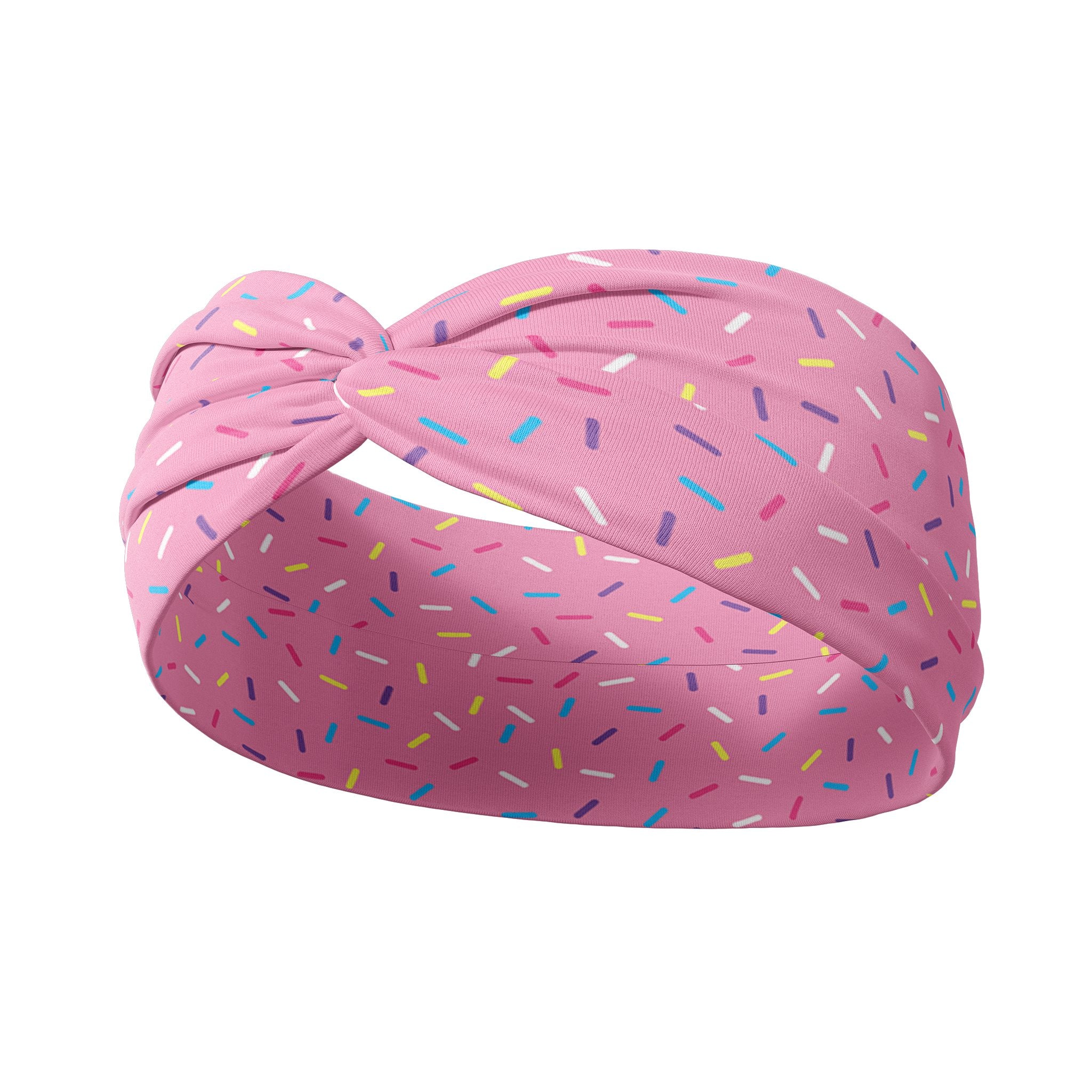 Adult women's pink headband with multicolored sprinkles