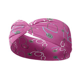 Adult women's magenta headband with stethoscope print
