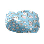 Adult women's light blue headband with cartoon tooth print