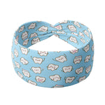 Adult women's light blue headband with cartoon tooth print