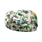 Adult women's white headband with medium potted various houseplants print