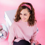 Adult women's dark rose pink and white tie dye headband