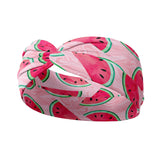 Adult women's pink headband with allover medium watermelon slices
